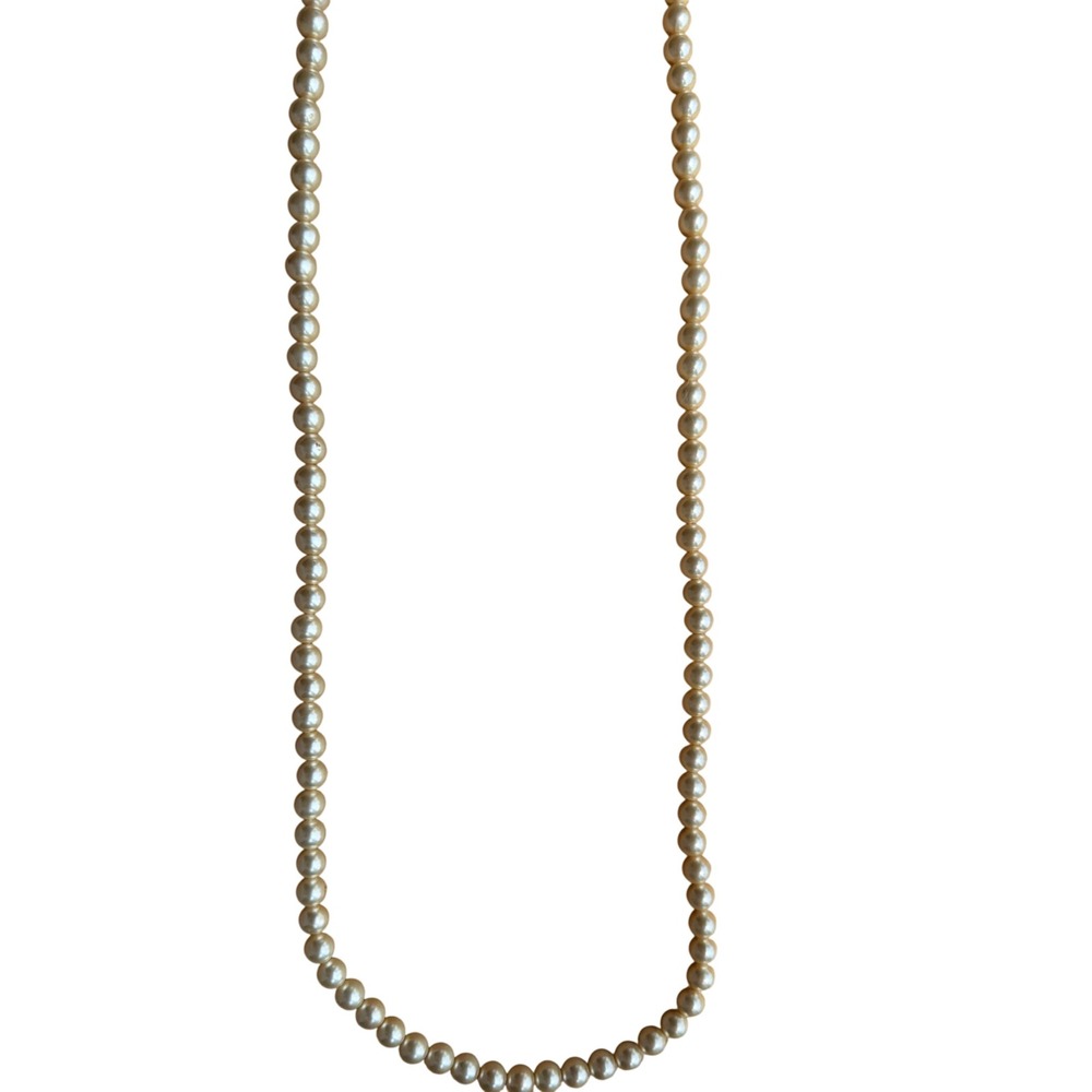 Vintage Style Faux Pearl Opera Length Necklace 56 Inch Cream Long Strand